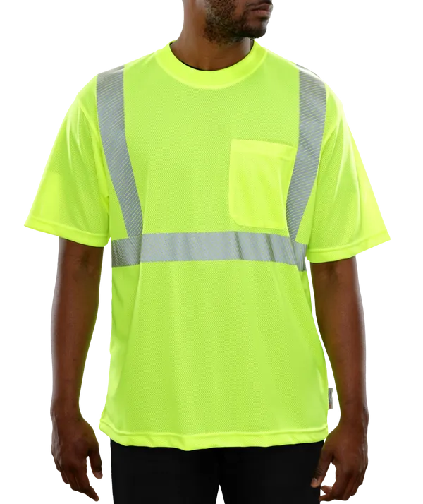 103CTLM Hi-Vis Lime Micromesh Pocket High Visibility Safety Shirt with Comfort Trim by 3MTM