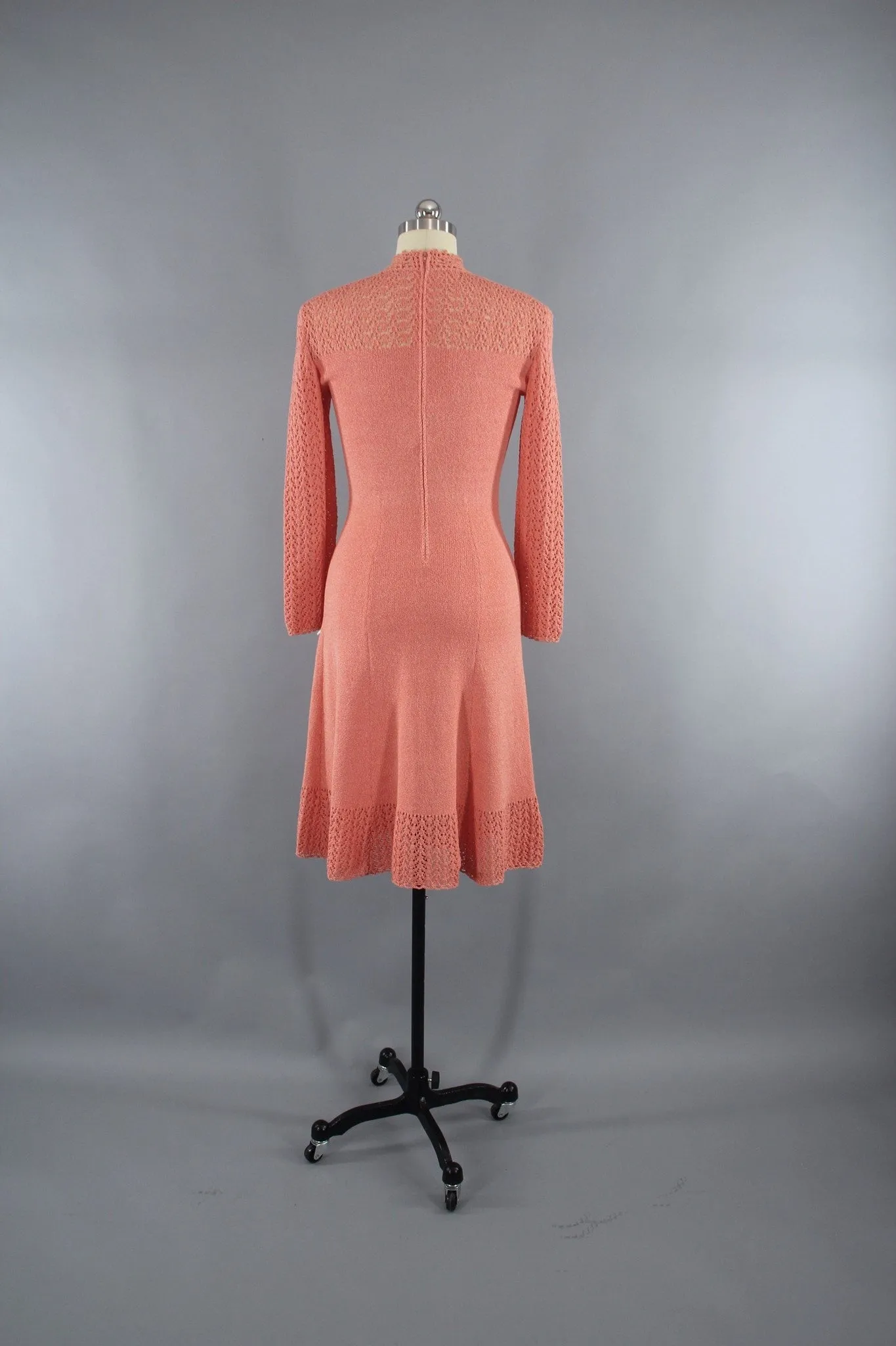 1980s Orange Knit Sweater Dress by Picardo Knits