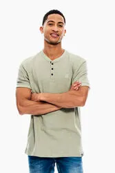 3-BUTTON HENLEY FRESH OLIVE MOD-FIT T-SHIRT