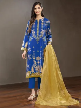 3 Piece Lawn Suit-Gold Pasted Print (Unstitched)