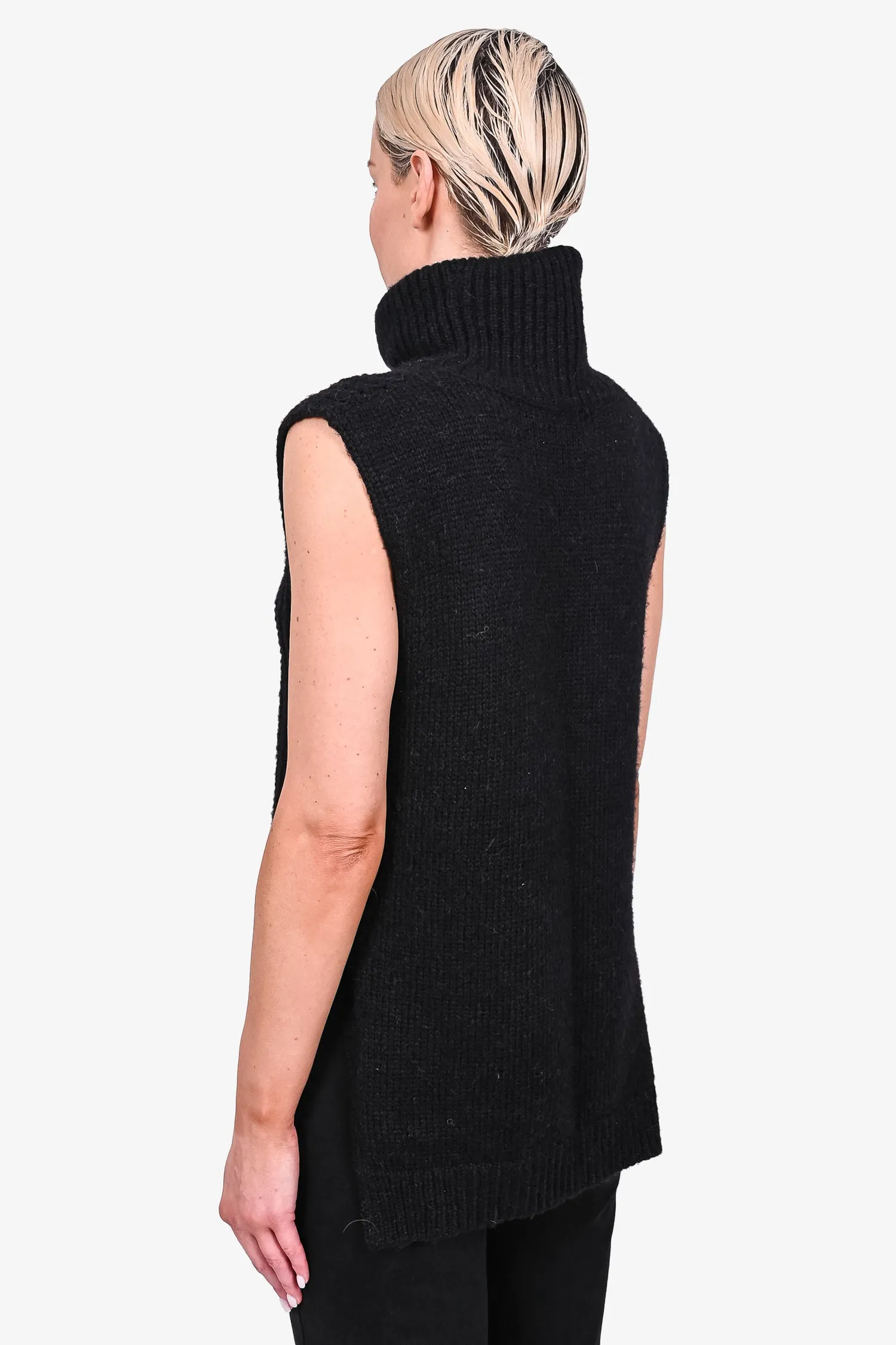 3.1 Phillip Lim Black Chunky Sleeveless Turtle Neck Sweater Size S