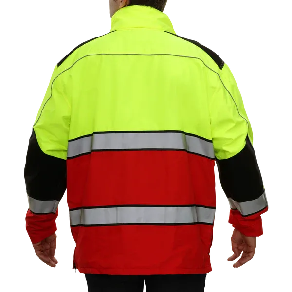 461STLR Safety Jacket: Hi-Vis Responder Parka: Waterproof: 2-Tone Lime & Red