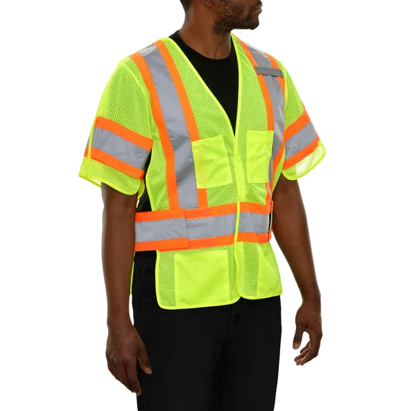 591GTLM Hi-Vis Breakaway Vest: ANSI 3, Mesh, Adjustable Side Wraps