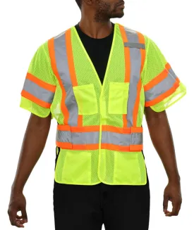 591GTLM Hi-Vis Breakaway Vest: ANSI 3, Mesh, Adjustable Side Wraps