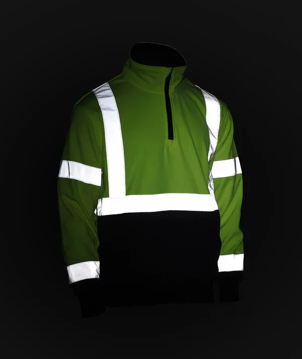 605GTLN Hi-Vis 2-Tone Quarter Zip Fleece: 7 oz. Lime & Navy