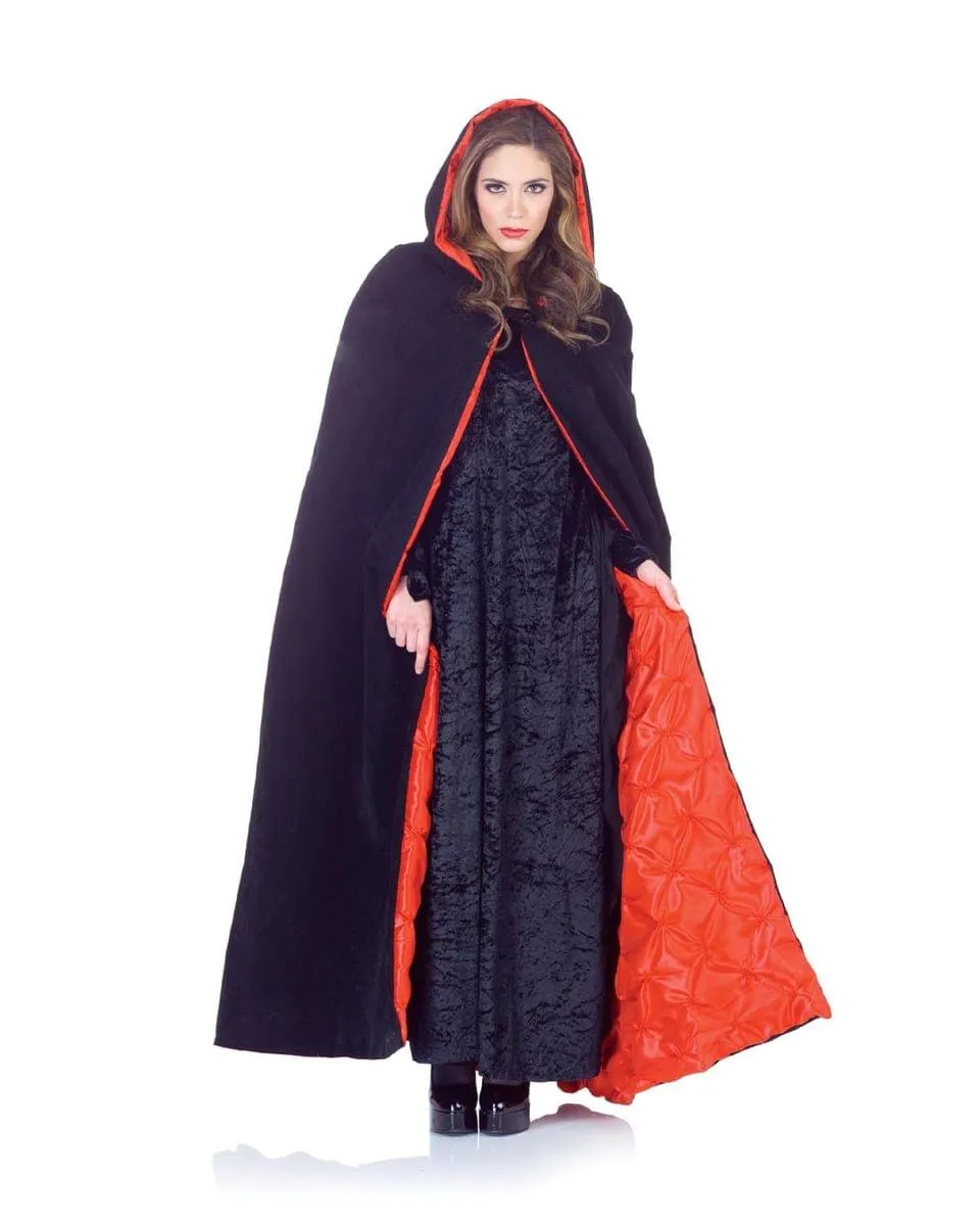 63" Deluxe Velvet & Satin Cape w/Embossed Lining Adult: Black & Red