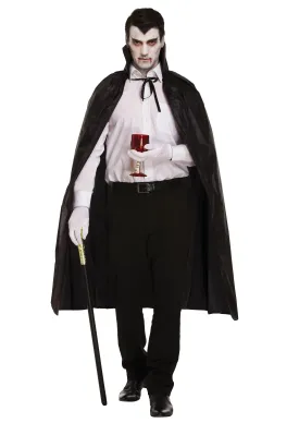 Adult Black Long Cape Halloween Black Dracula Vampire Dress up Party Costume