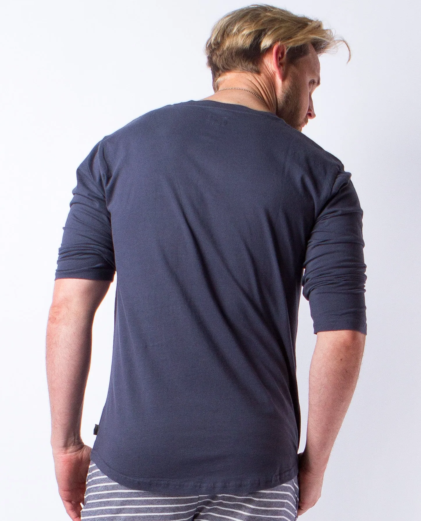 Ambig Blue Mid Sleeve Henley