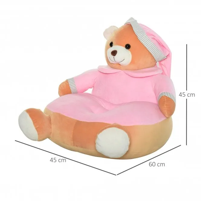 Animal Kids Sofa Chair Cute Pajamas Bear Cartoon Multi-functional with Armrest Flannel PP Cotton 60 x 45 x 45cm Pink for 18-36 months