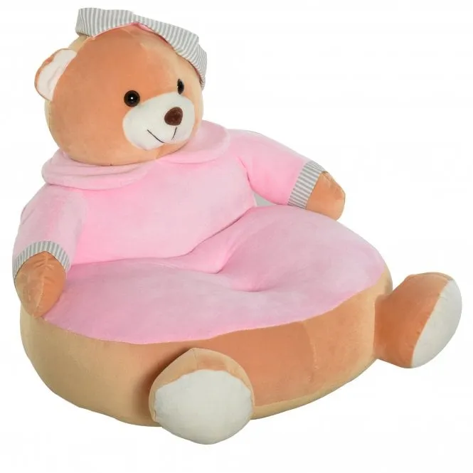 Animal Kids Sofa Chair Cute Pajamas Bear Cartoon Multi-functional with Armrest Flannel PP Cotton 60 x 45 x 45cm Pink for 18-36 months