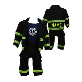 BIRTHDAY Firefighter Personalized BLACK 3PC Baby Outfit