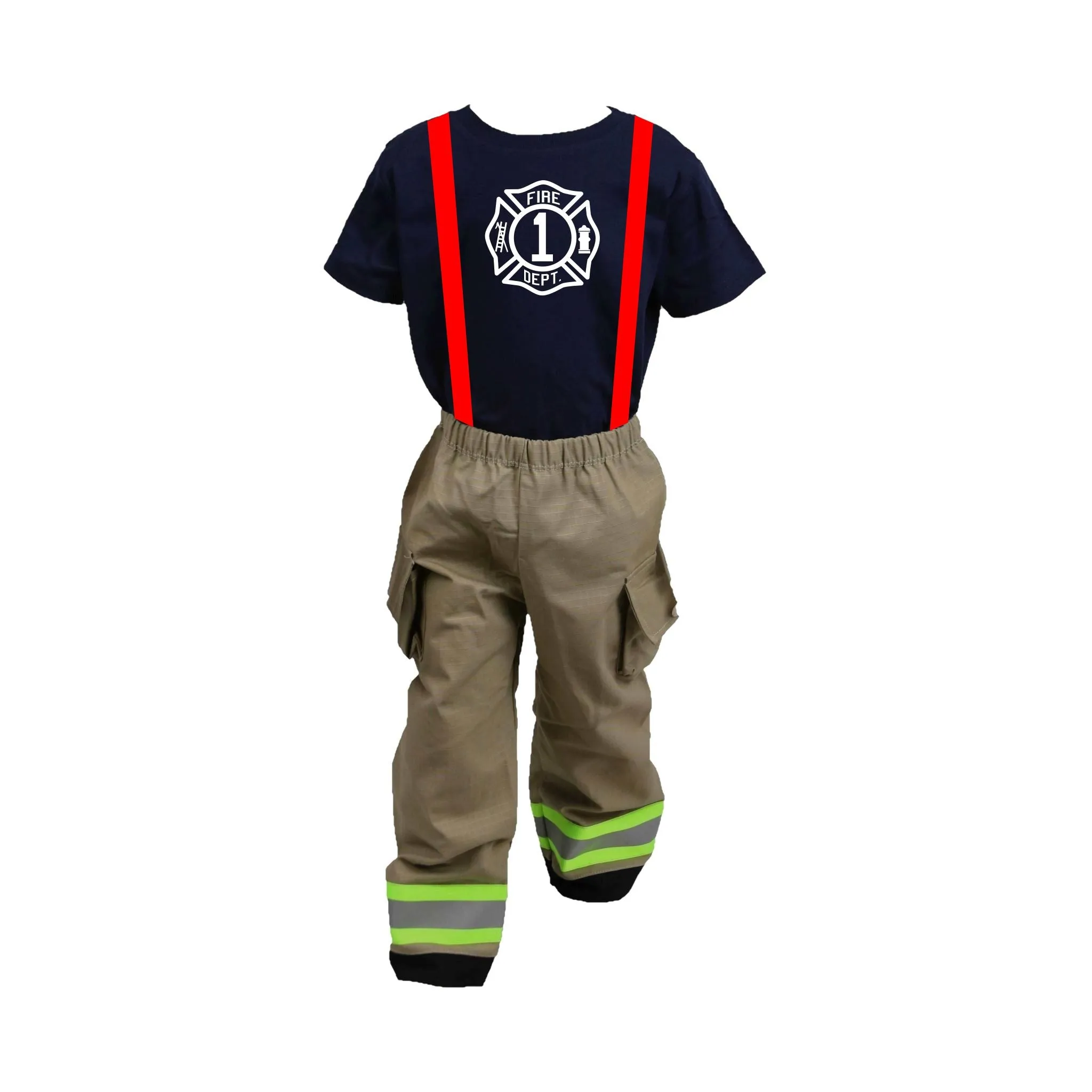 BIRTHDAY Firefighter Personalized TAN 2PC Toddler Outfit