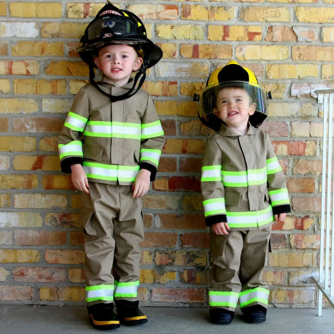 BIRTHDAY Firefighter Personalized TAN 3PC Toddler Outfit