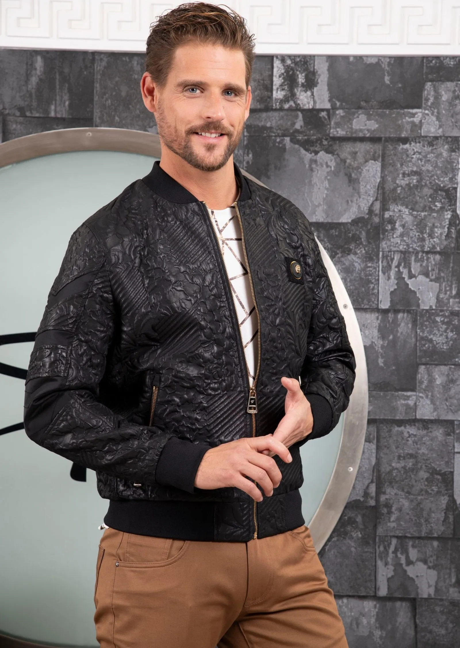 Black Emboss Paisley Jacquard Jacket