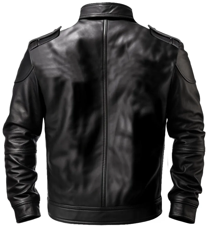 Black Leather Bomber Jacket Men-Leatheroxide