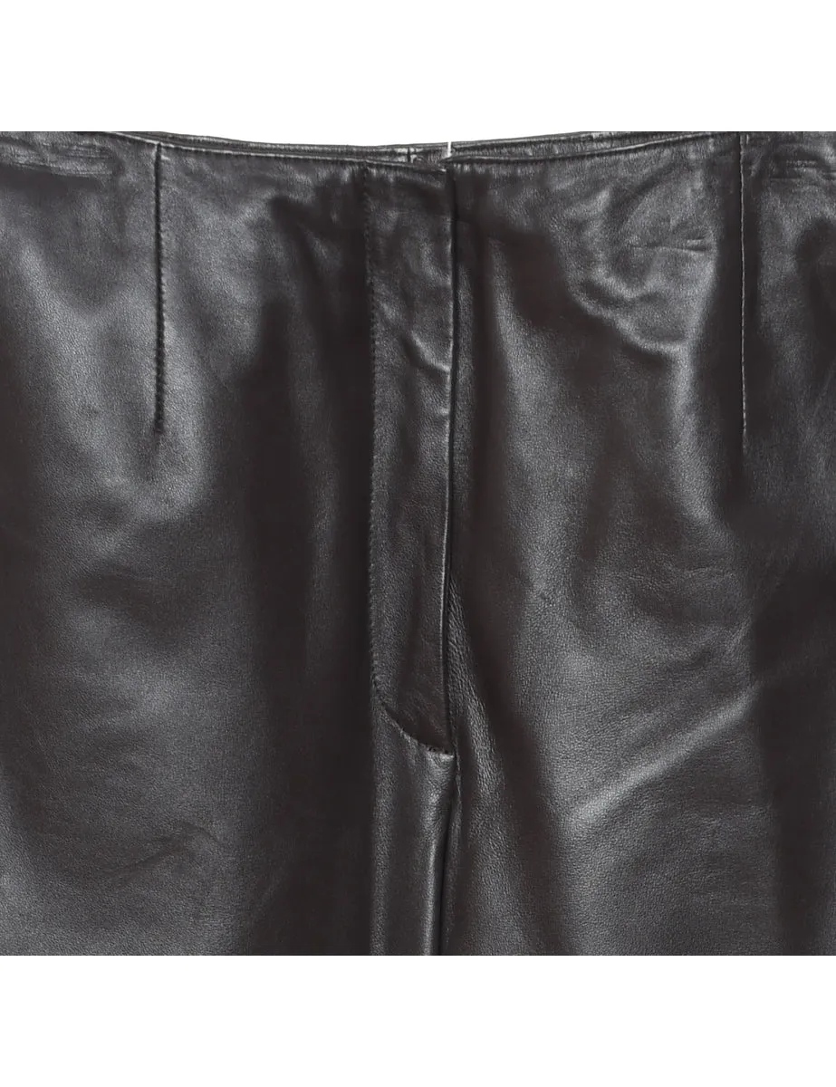 Black Leather Trousers - W30 L33