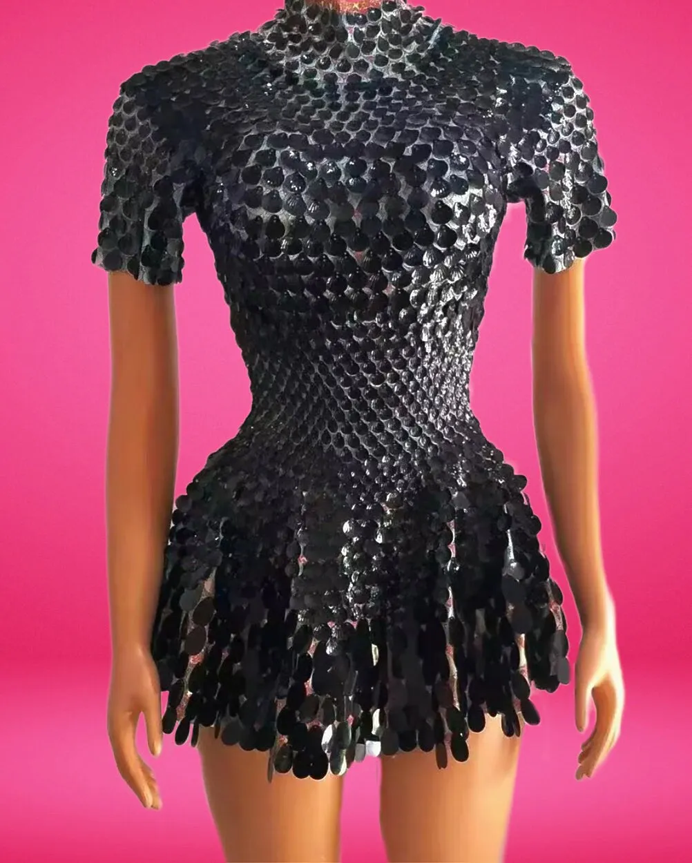 Black Sequin Dress w3067