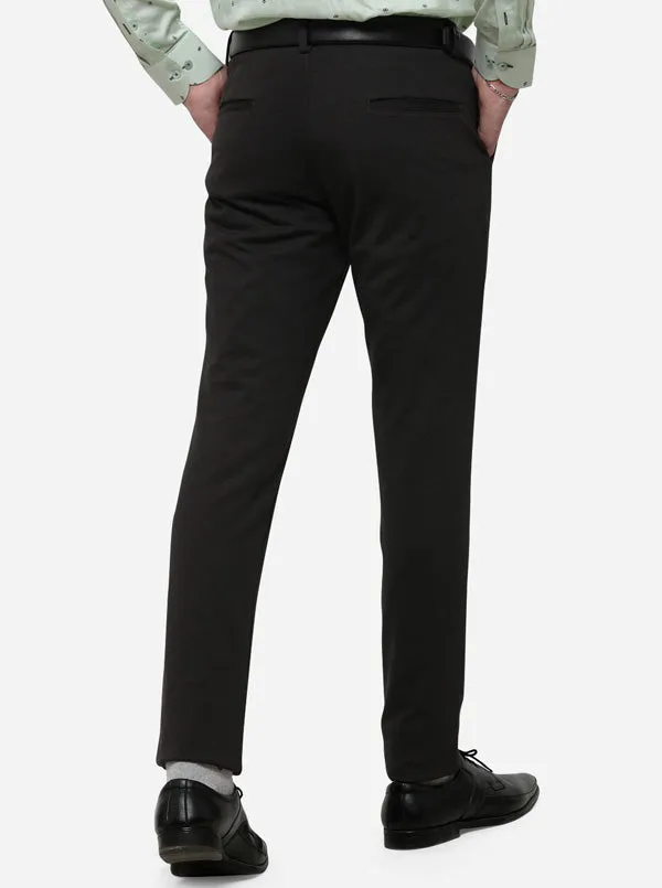 Black Solid Slim Fit Club Wear Trouser | JB Studio