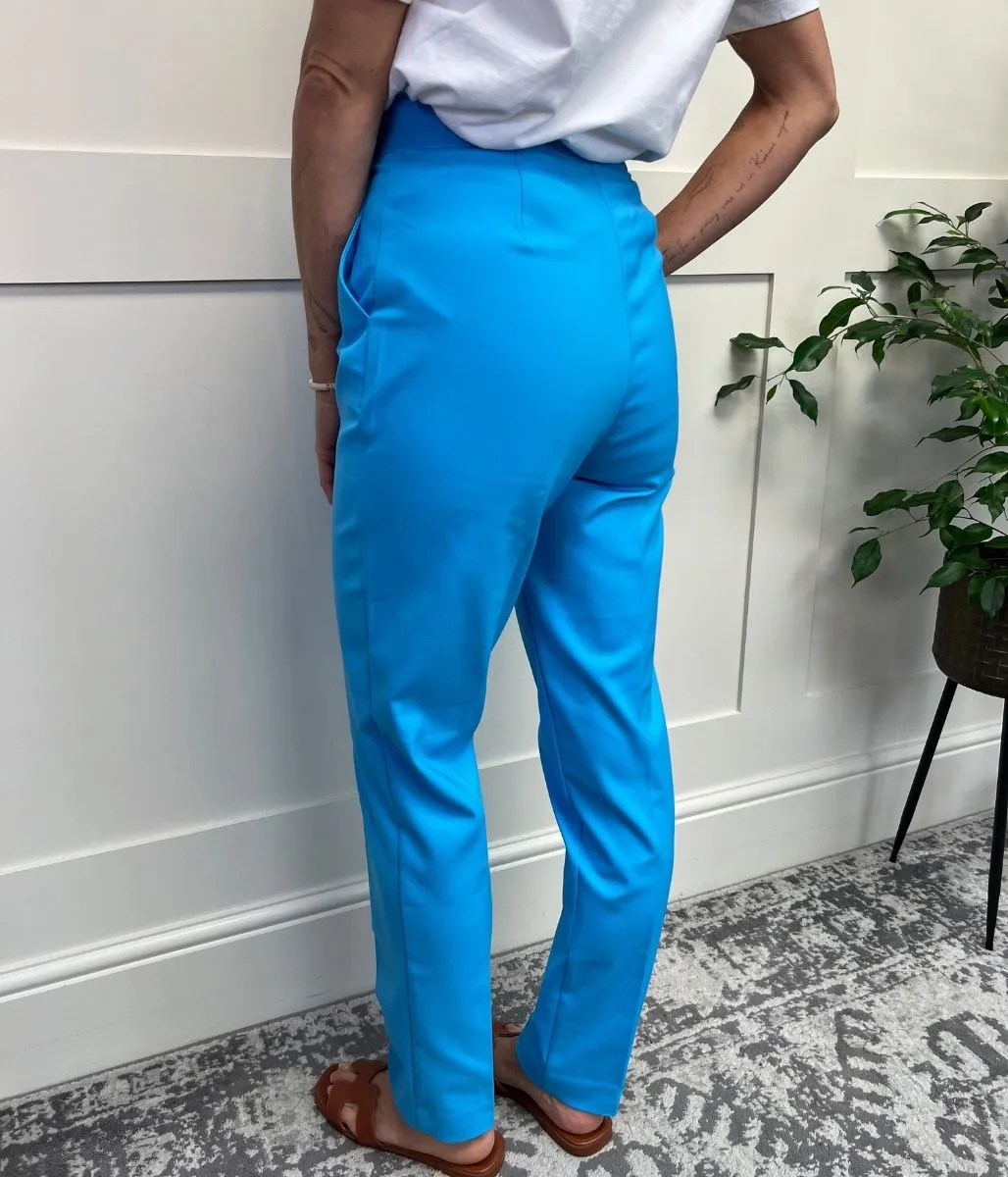 Blue Slim Fit Ankle Grazer Trousers