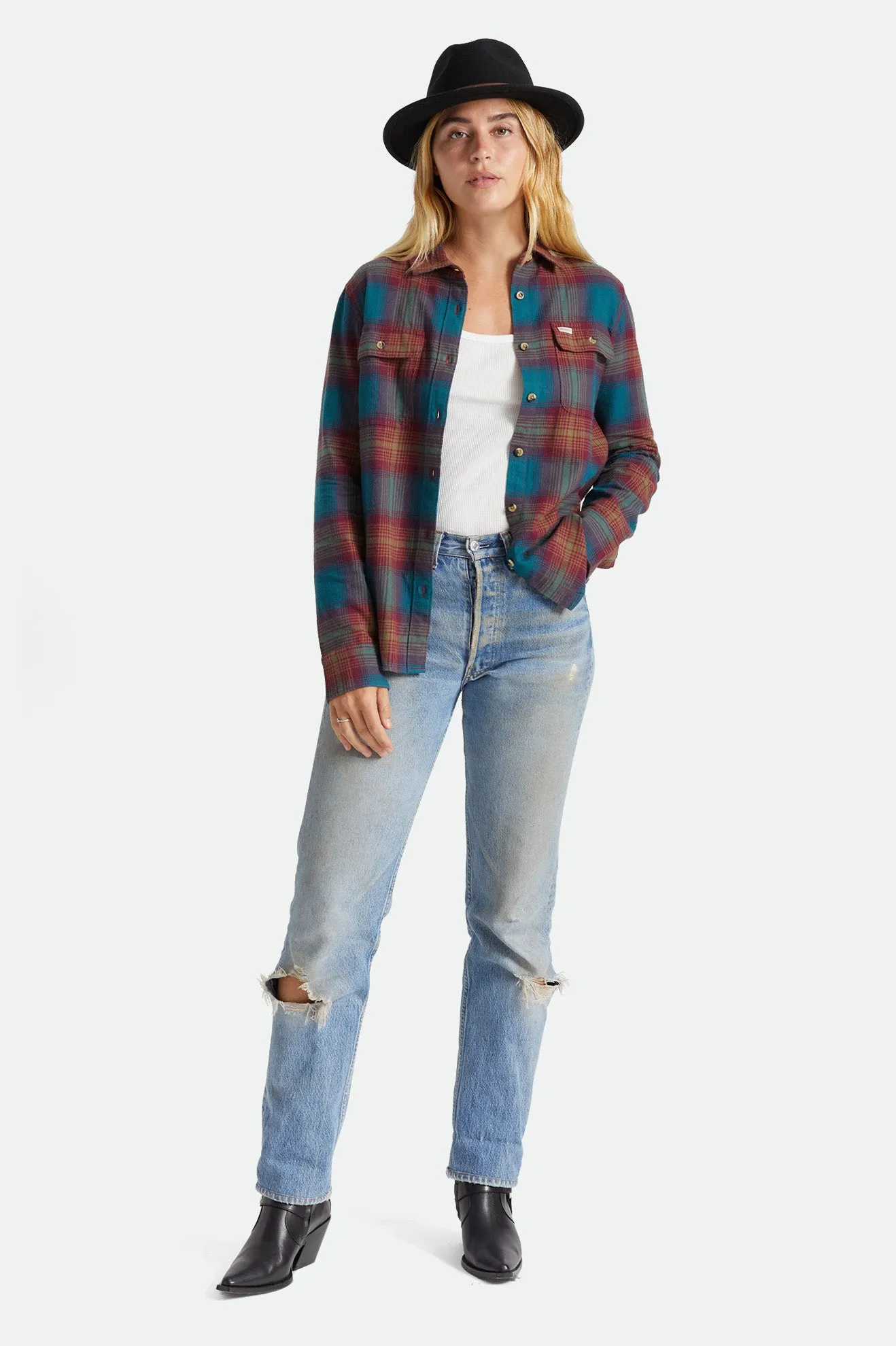 Bowery Women's Standard L/S Flannel - Atlantic Deep