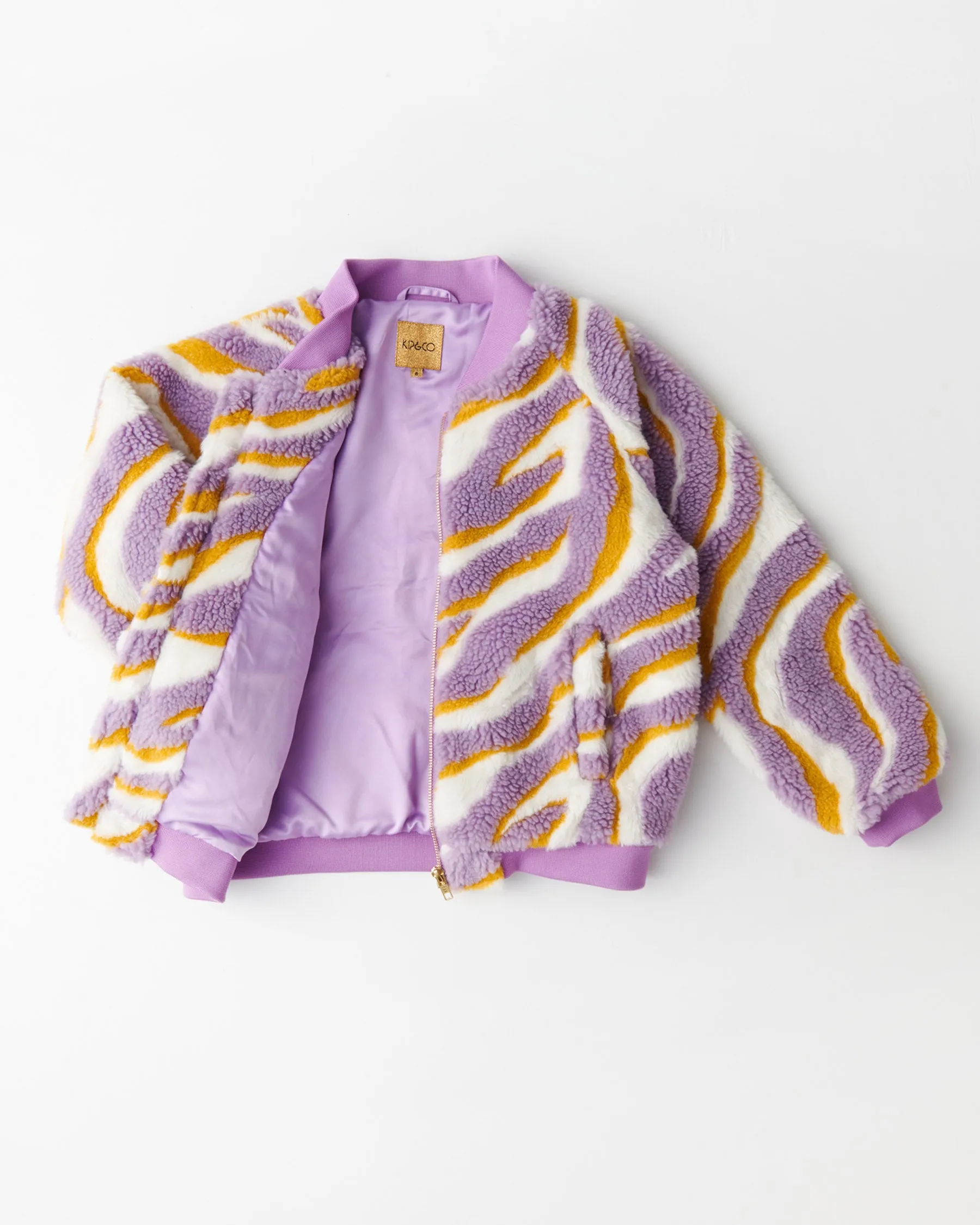 Boysenberry Swirl Sherpa Bomber Jacket