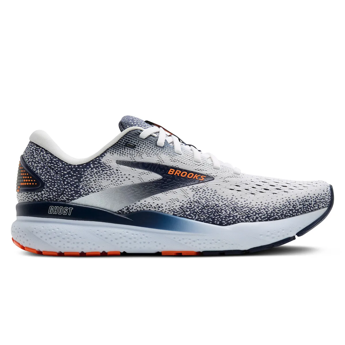 Brooks Ghost 16 Mens | White/peacoat/orange