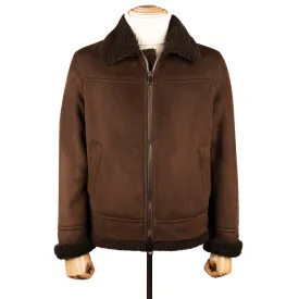 Brown Suede Shearling-lined Bomber Jacket