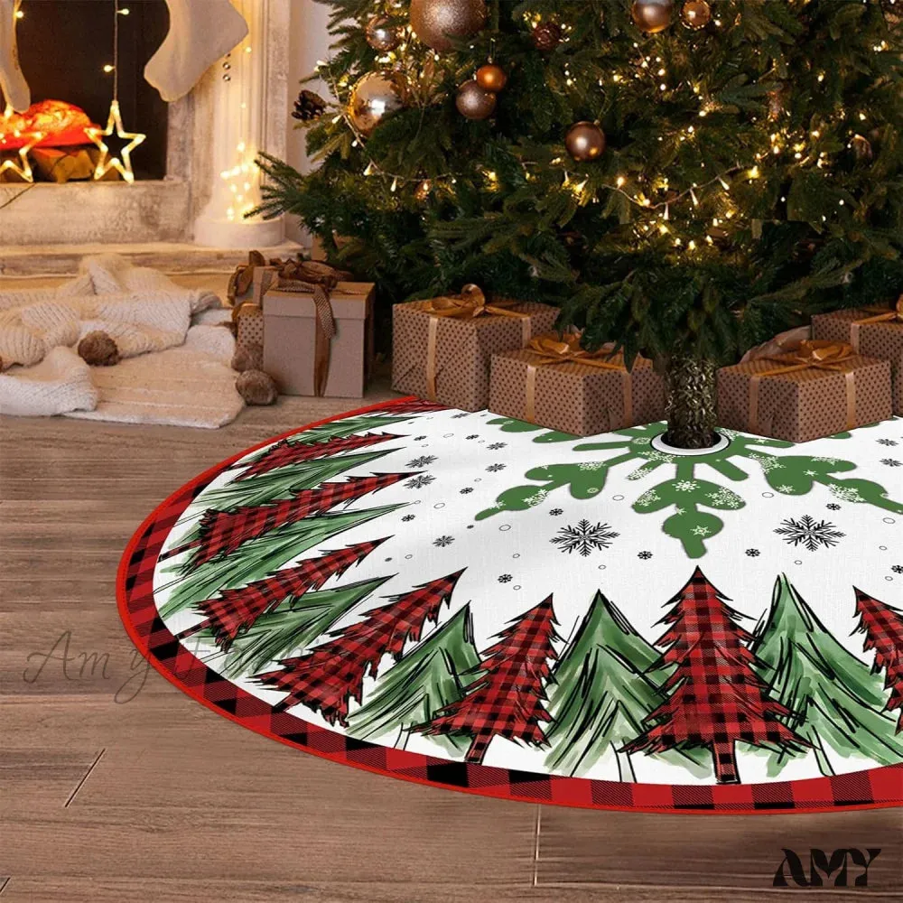 Buffalo Plaid Trees Pencil Tree Skirt - 48"