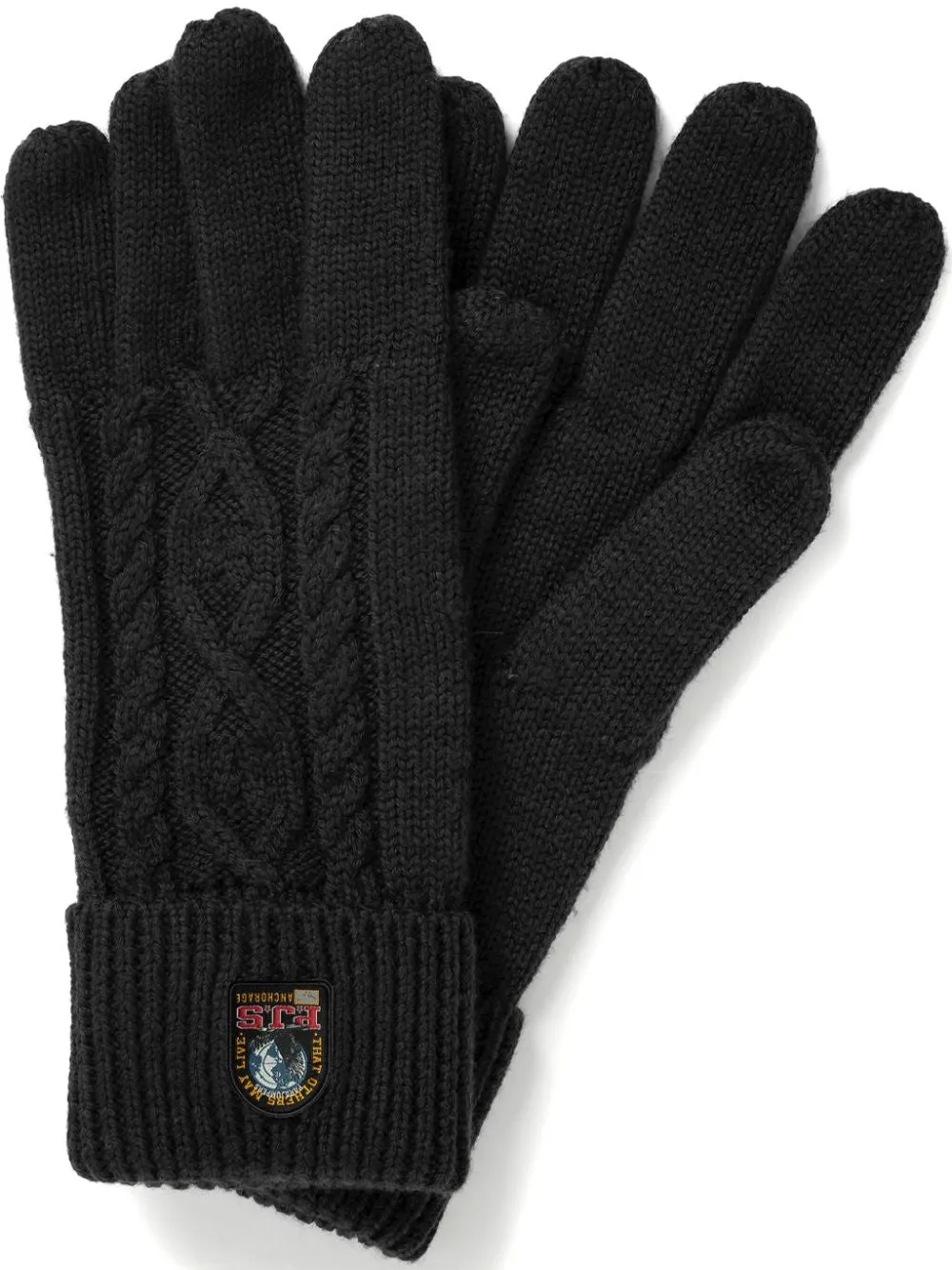 cable-knit wool gloves