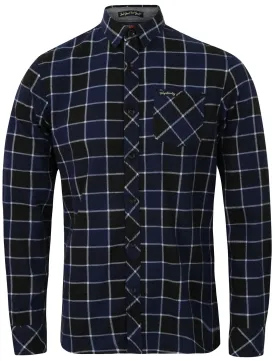 Cadillo Checked Long Sleeve Flannel Shirt in Mid Blue - Tokyo Laundry