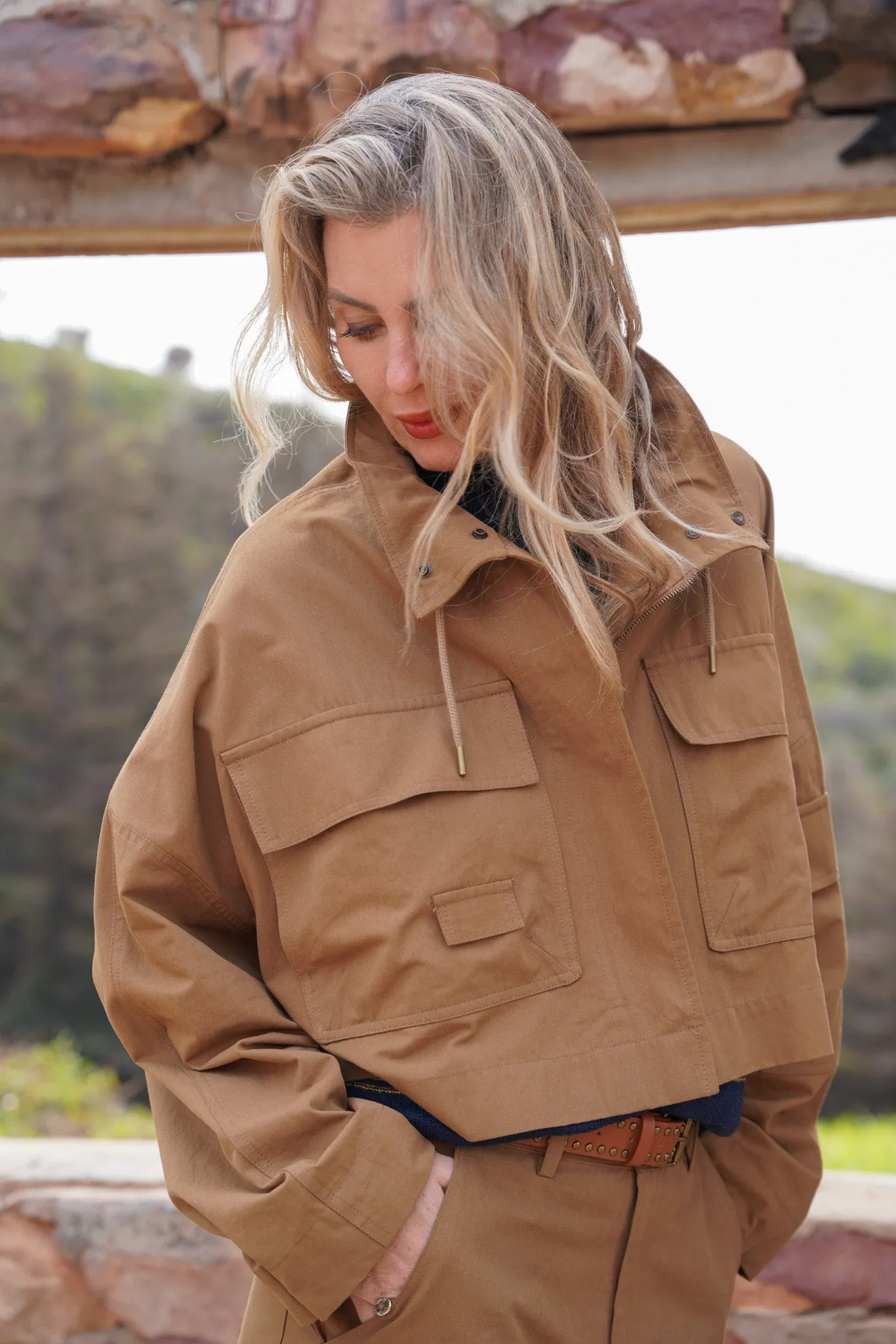 Caramel Cropped Pocket Jacket