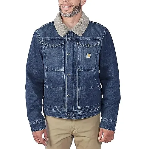 Carhartt 106323 Men's Relaxed Fit Denim Sherpa-Lined Jacket