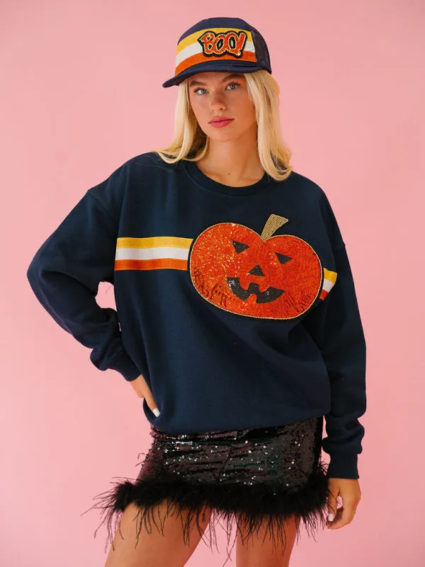 Carlie Women's Halloween Sequined Sweatshirt Loose Casual Top