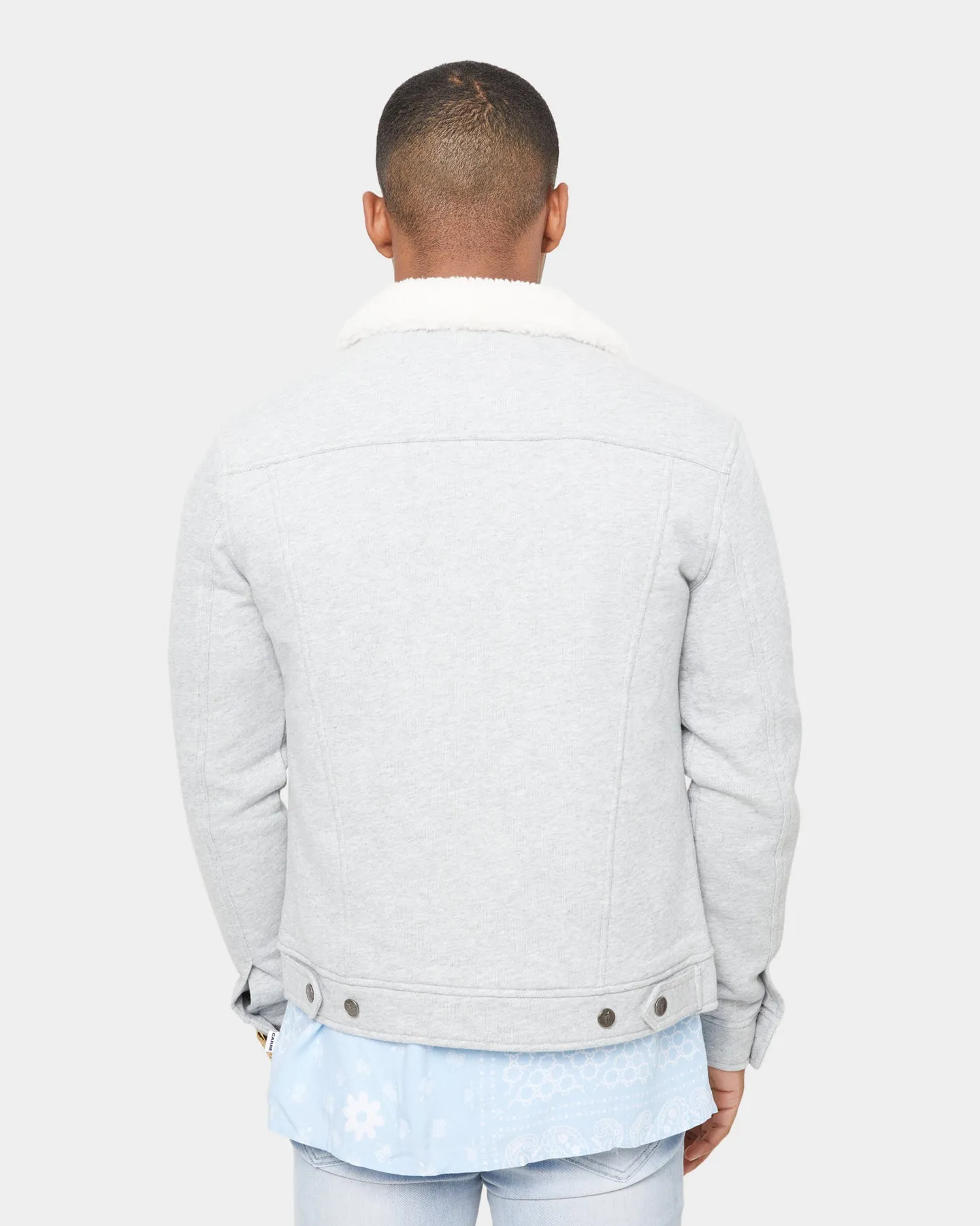 Carré Script Sherpa Fleece Jacket Grey Marle