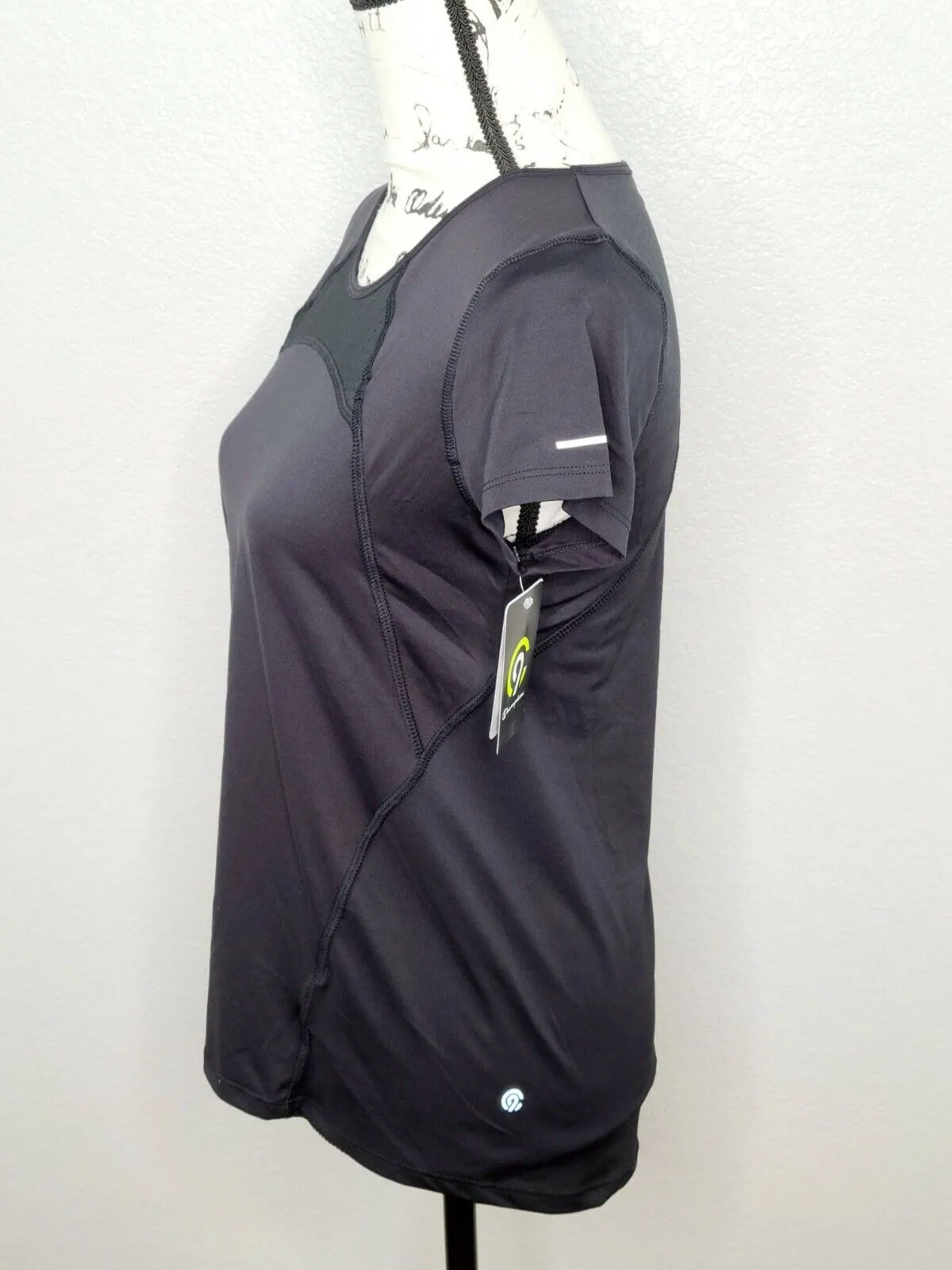 Champion C9 Women's Duo Dry Black Reflective Running Athletic Shirt Size XS