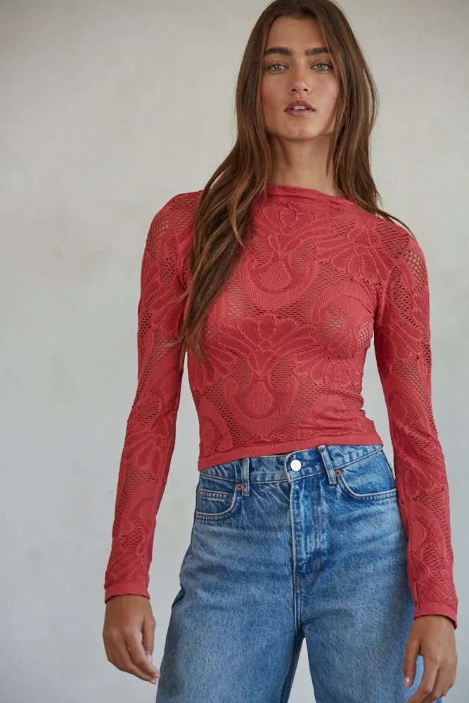 Charlotte Long Sleeve Top Crimson