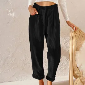 CORDUROY HIGH WAISTED STRAIGHT LEG PANTS_CWBLP0643