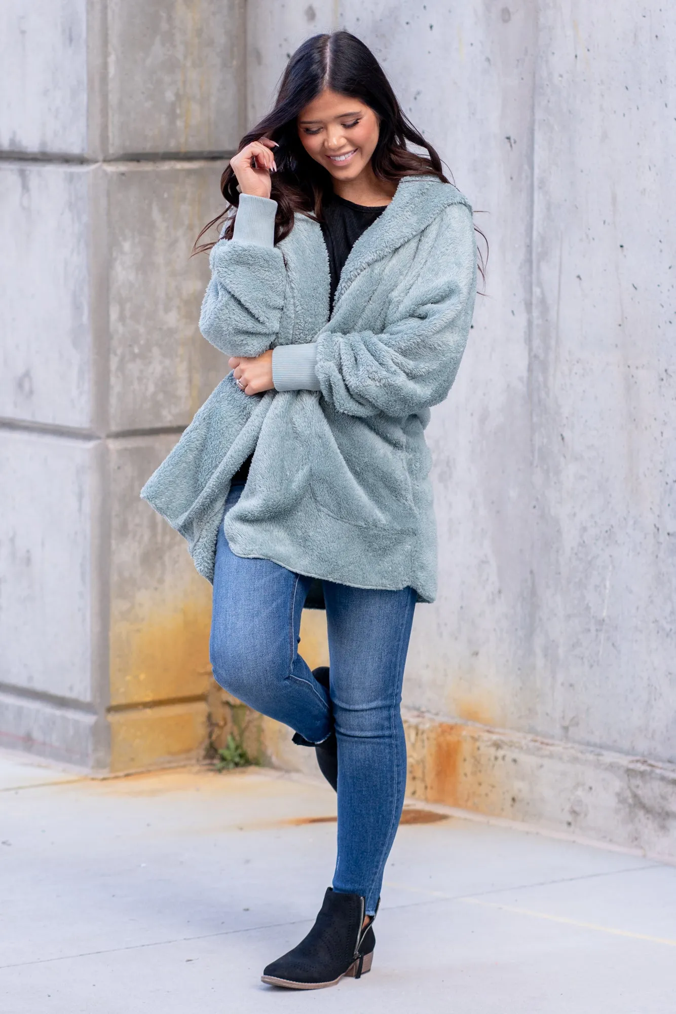 Cozy Sherpa Jacket - Mint