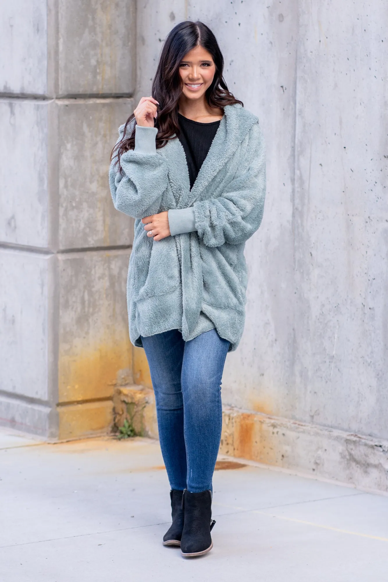 Cozy Sherpa Jacket - Mint