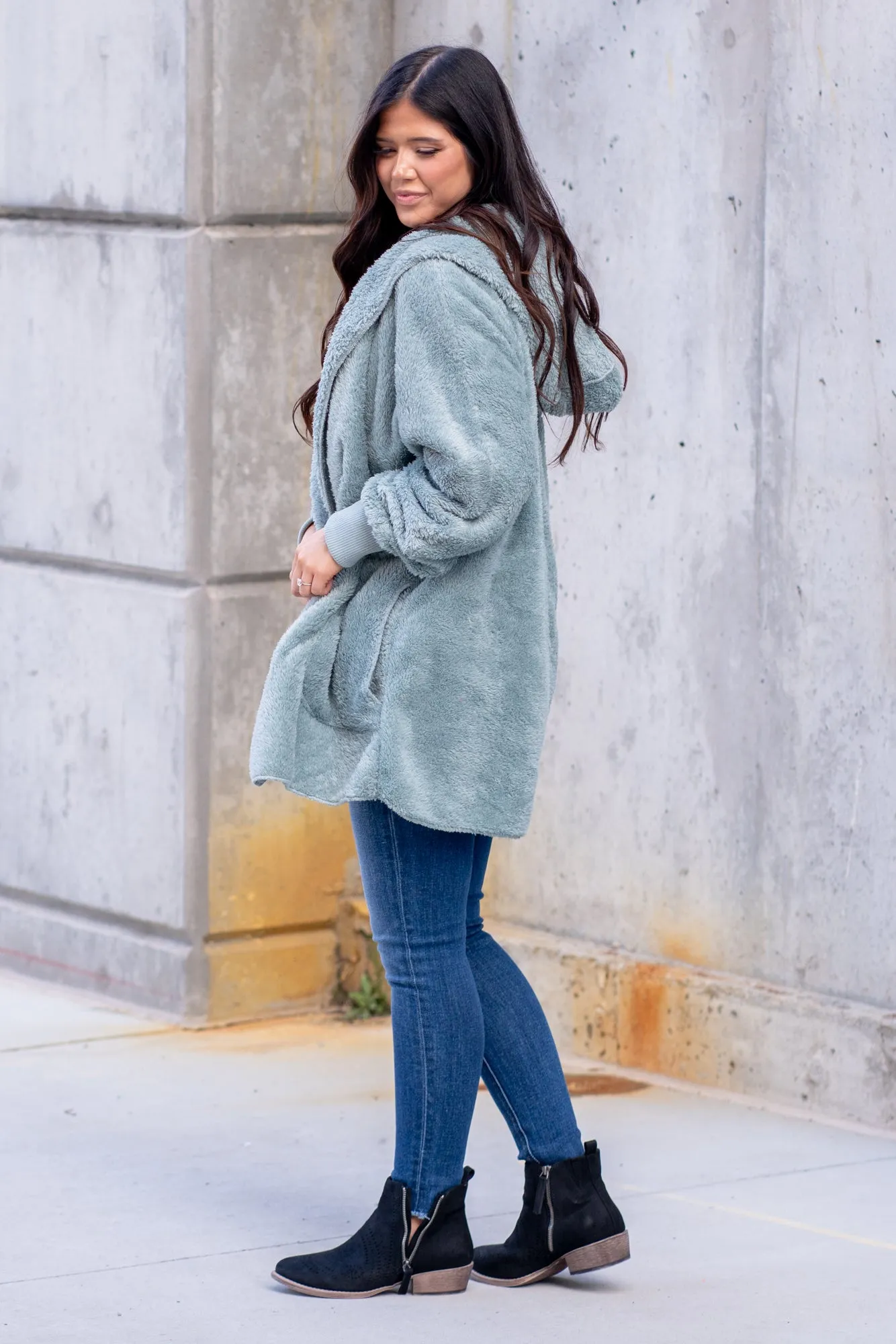 Cozy Sherpa Jacket - Mint