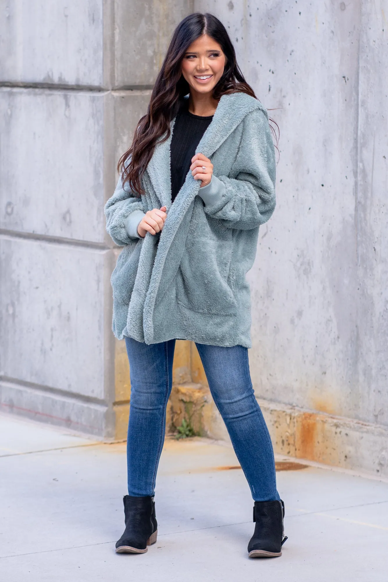 Cozy Sherpa Jacket - Mint