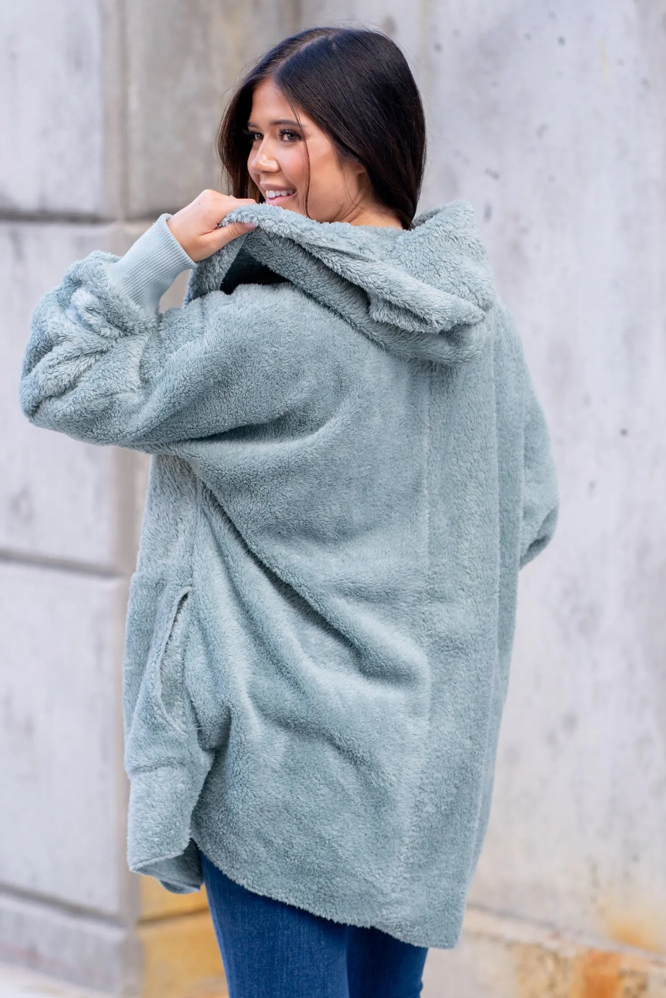 Cozy Sherpa Jacket - Mint