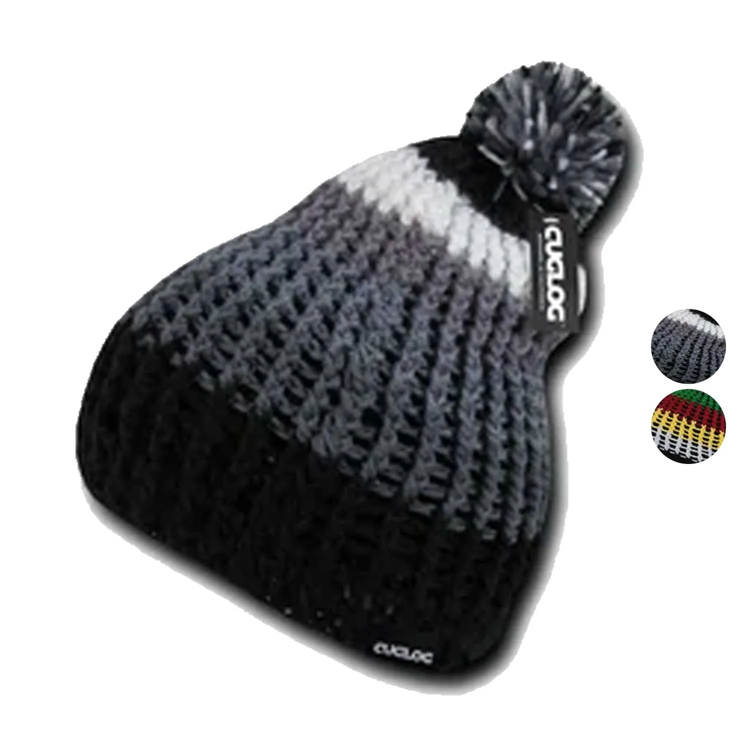 Cuglog Matterhorn Rugged Beanies Pom Style Thick Knit Winter Cuffed Caps Hats