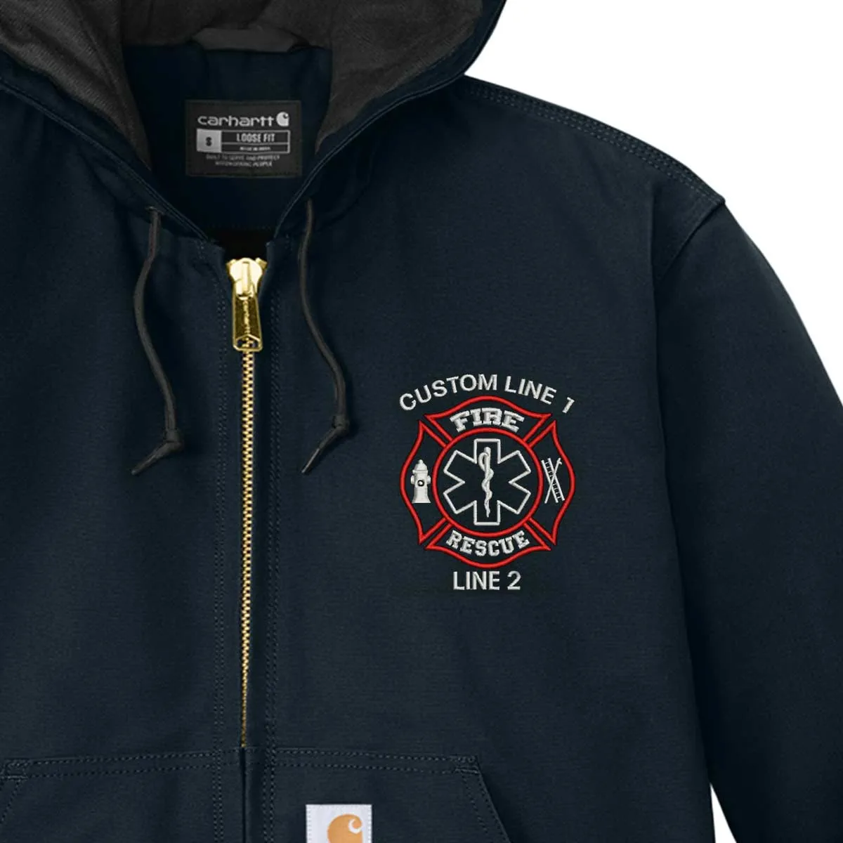 Customized Carhartt® Quilted-Flannel Jacket with Fire Rescue Embroidery