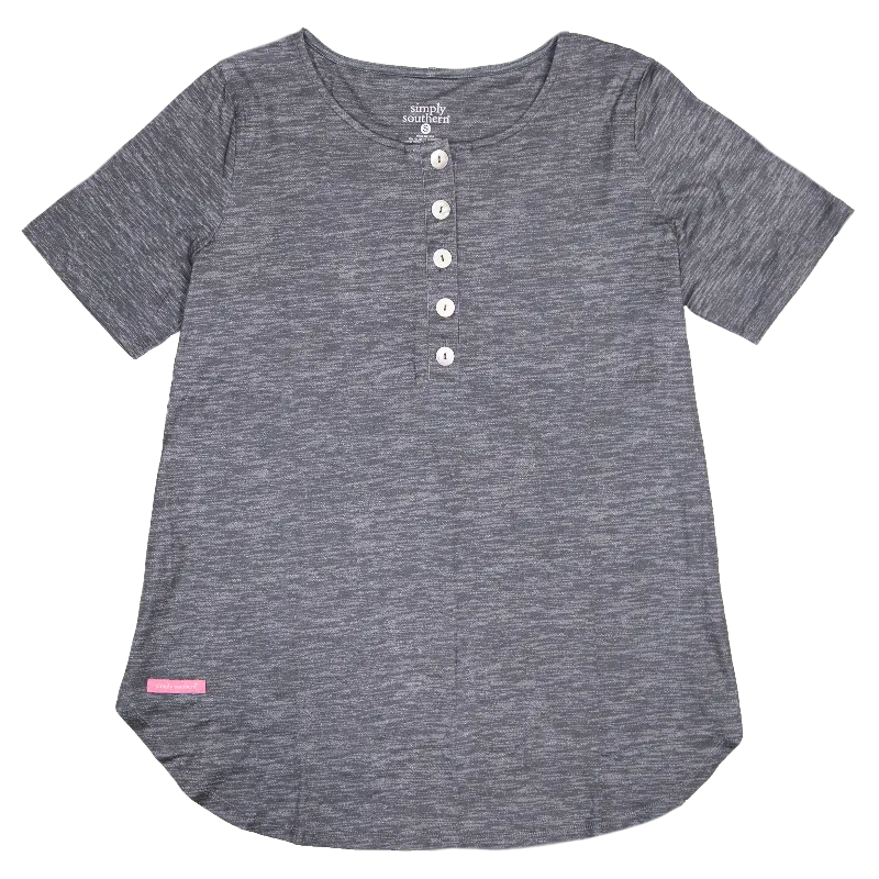 Dark Heather Grey Henley Top