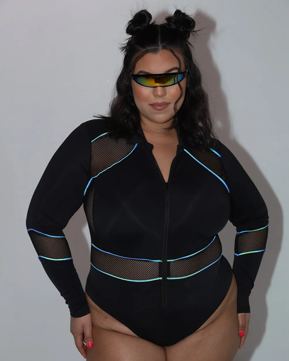 Dark Meets Light Rainbow Reflective Bodysuit