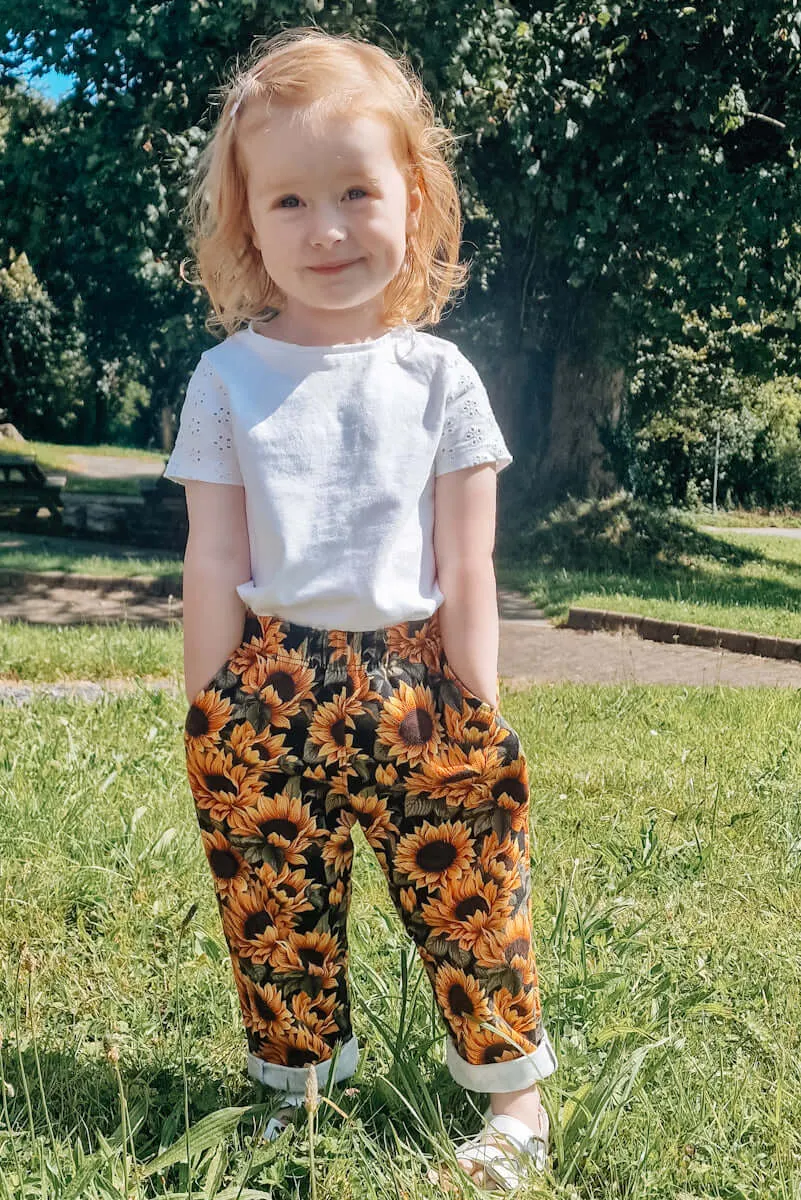 Denim Vintage Trousers - Sunflowers