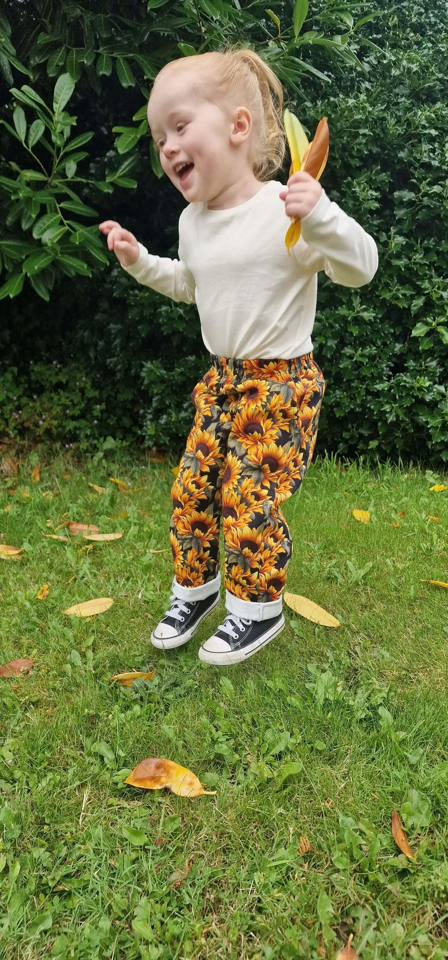 Denim Vintage Trousers - Sunflowers