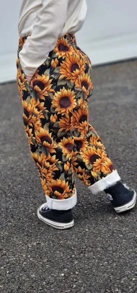 Denim Vintage Trousers - Sunflowers