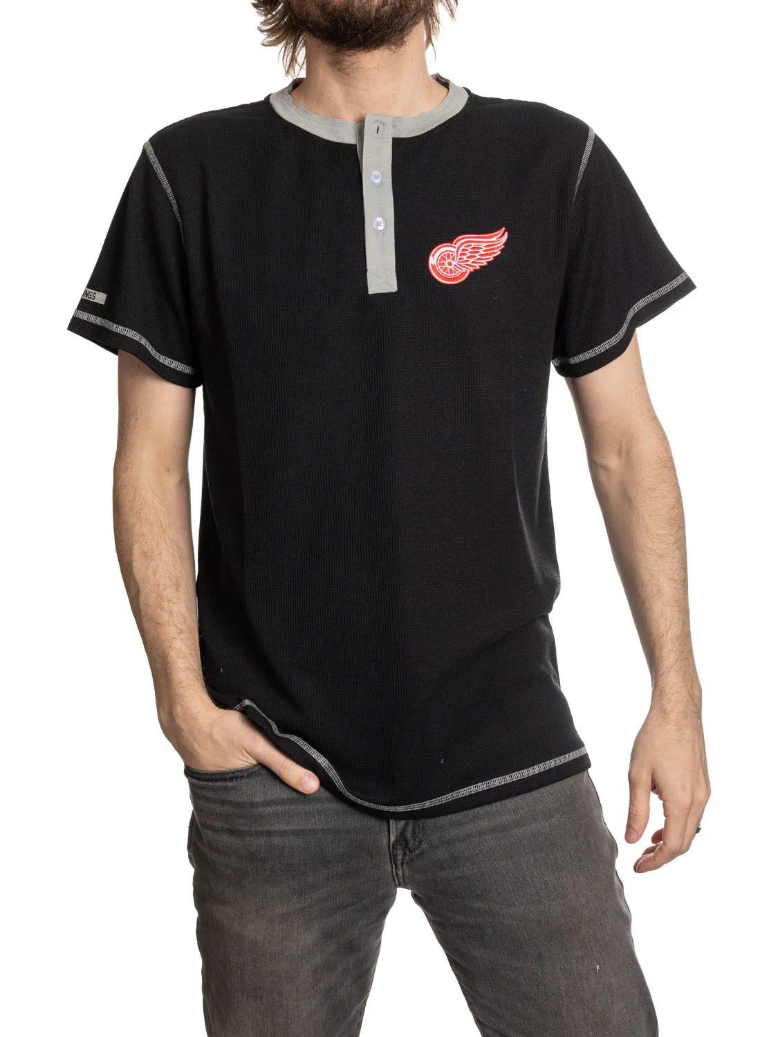 Detroit Red Wings Waffle Henley Shirt